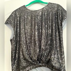 Sequin Knot Cap Sleeve Top